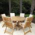 Royal Teak Collection DLT Round Drop Leaf Teak Table in a Patio Setting