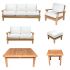 Royal Teak Collection P103WH Miami Deep Seating 6-Piece Teak Patio Conversation Set with Seating, Square Coffee Table & Square Side Table, White Sunbrella Cushions