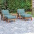 Royal Teak Collection P105 Miami Deep Seating 5-Piece Teak Patio Conversation Set with Chairs, Ottomans, Square Side Table & Sunbrella Cushions