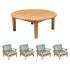 Royal Teak Collection P109SPA Miami Deep Seating 5-Piece Teak Patio Conversation Set with Chairs & Round Coffee Table, Spa Sunbrella Cushions