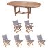 Royal Teak Collection P10GR 7-Piece Teak Patio Dining Set with 60/78-Inch Oval Expansion Table & Sailmate Folding Chairs, Granite Sling