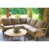 Royal Teak Collection P117 Miami Deep Seating 4-Piece Teak Patio Conversation Set with Sectional Seating, Round Coffee Table & Sunbrella Cushions