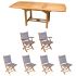 Royal Teak Collection P11GR 7-Piece Teak Patio Dining Set with 60/78-Inch Rectangular Expansion Table & Sailmate Folding Chairs, Granite Sling
