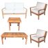 Royal Teak Collection P131WH Coastal Deep Seating 5-Piece Teak Patio Conversation Set with Seating, Rectangular Coffee Table & Square Side Table, White Sunbrella Cushions