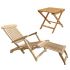 Royal Teak Collection P133WO 2-Piece Teak Patio Conversation Set with Steamer Lounger & 20-Inch Square Folding Picnic Table