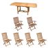 Royal Teak Collection P13WO 7-Piece Teak Patio Dining Set with 60/78-Inch Rectangular Expansion Table & Sailor Folding Chairs