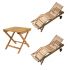Royal Teak Collection P143WO 3-Piece Teak Patio Conversation Set with Sun Bed Loungers & 20-Inch Square Folding Picnic Table