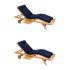 Royal Teak Collection P144NA 2-Piece Teak Patio Conversation Set with 2 Sun Bed Loungers, Navy Sun Bed Cushions