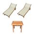 Royal Teak Collection P148WH 3-Piece Teak Patio Conversation Set with Sling Sundaze Loungers & 20-Inch Square Side Table, White Sling