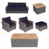 Royal Teak Collection P156NA  Sanibel Deep Seating 6-Piece Wicker Patio Conversation Set with Seating, Rectangular Coffee Table & Side Table, Navy Sunbrella Cushions