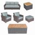 Royal Teak Collection P156SPA  Sanibel Deep Seating 6-Piece Wicker Patio Conversation Set with Seating, Rectangular Coffee Table & Side Table, Spa Sunbrella Cushions