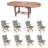 Royal Teak Collection P15MS 9-Piece Teak Patio Dining Set with 72/96-Inch Oval Expansion Table & Sailmate Folding Chairs, Moss Sling