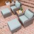Royal Teak Collection P160 Sanibel Deep Seating 5-Piece Wicker Patio Conversation Set with Chairs, Ottomans, Side Table & Sunbrella Cushions