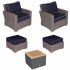 Royal Teak Collection P160NA  Sanibel Deep Seating 5-Piece Wicker Patio Conversation Set with Chairs, Ottomans & Side Table, Navy Sunbrella Cushions