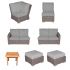 Royal Teak Collection P164GR  Sanibel Deep Sectional Seating 7-Piece Wicker Patio Conversation Set with Sectional Seating & Miami Side Table, Granite Sunbrella Cushions
