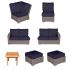 Royal Teak Collection P164NA  Sanibel Deep Sectional Seating 7-Piece Wicker Patio Conversation Set with Sectional Seating & Miami Side Table, Navy Sunbrella Cushions