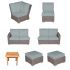 Royal Teak Collection P164SPA  Sanibel Deep Sectional Seating 7-Piece Wicker Patio Conversation Set with Sectional Seating & Miami Side Table, Spa Sunbrella Cushions