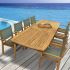 Royal Teak Collection P22 9-Piece Teak Patio Dining Set with 96/120x44-Inch Rectangular Expansion Table & Captiva Sling Stacking Chairs