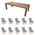 Royal Teak Collection P31MS 11-Piece Teak Patio Dining Set with 96-Inch Rectangular Table & Sailmate Folding Chairs, Moss Sling