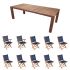 Royal Teak Collection P31NV 11-Piece Teak Patio Dining Set with 96-Inch Rectangular Table & Sailmate Folding Chairs, Navy Sling
