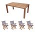 Royal Teak Collection P33GR 5-Piece Teak Patio Dining Set with 63-Inch Rectangular Table & Sailmate Folding Arm Chairs, Granite Sling
