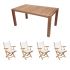 Royal Teak Collection P33WH 5-Piece Teak Patio Dining Set with 63-Inch Rectangular Table & Sailmate Folding Arm Chairs, White Sling
