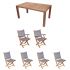 Royal Teak Collection P35GR 7-Piece Teak Patio Dining Set with 63-Inch Rectangular Table & Sailmate Folding Chairs, Granite Sling