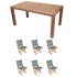 Royal Teak Collection P35MS 7-Piece Teak Patio Dining Set with 63-Inch Rectangular Table & Sailmate Folding Chairs, Moss Sling