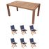 Royal Teak Collection P35NV 7-Piece Teak Patio Dining Set with 63-Inch Rectangular Table & Sailmate Folding Chairs, Navy Sling