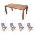 Royal Teak Collection P36GR 5-Piece Teak Patio Dining Set with 63-Inch Rectangular Table & Sailmate Folding Chairs, Granite Sling