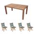 Royal Teak Collection P36MS 5-Piece Teak Patio Dining Set with 63-Inch Rectangular Table & Sailmate Folding Chairs, Moss Sling