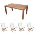 Royal Teak Collection P36WH 5-Piece Teak Patio Dining Set with 63-Inch Rectangular Table & Sailmate Folding Chairs, White Sling