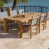 Royal Teak Collection P37 7-Piece Teak Patio Dining Set with 96x44-Inch Rectangular Table & Captiva Sling Stacking Chairs