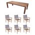 Royal Teak Collection P37GR 7-Piece Teak Patio Dining Set with 96-Inch Rectangular Table & Captiva Stacking Chairs, Granite Sling