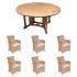 Royal Teak Collection P39HO 7-Piece Teak Patio Dining Set with 60-Inch Round Drop Leaf Table & Helena Full-Weave Wicker Chairs, Honey