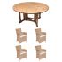 Royal Teak Collection P41HO 5-Piece Teak Patio Dining Set with 60-Inch Round Drop Leaf Table & Helena Full-Weave Wicker Chairs, Honey