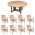 Royal Teak Collection P44WO 9-Piece Teak Patio Dining Set with 72-Inch Round Drop Leaf Table & Avant Stacking Chairs