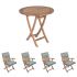 Royal Teak Collection P45SPA 5-Piece Teak Patio Dining Set with 30-Inch Sailor Round Folding Table & Sailor Folding Arm Chairs, Spa Multi Cushions