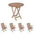 Royal Teak Collection P45WO 5-Piece Teak Patio Dining Set with 30-Inch Sailor Round Folding Table & Sailor Folding Arm Chairs