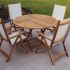 Royal Teak Collection P47 5-Piece Teak Patio Dining Set with 47-Inch Sailor Round Folding Table & Florida Sling Reclining Chairs