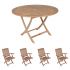 Royal Teak Collection P48WO 5-Piece Teak Patio Dining Set with 47-Inch Sailor Round Folding Table & Sailor Folding Arm Chairs