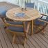 Royal Teak Collection P49 5-Piece Teak Patio Dining Set with 50-Inch Dolphin Round Table & Sailmate Sling Folding Arm Chairs