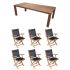Royal Teak Collection P61BL 7-Piece Teak Patio Dining Set with 96-Inch Rectangular Table & Sailmate Folding Arm Chairs, Black Sling