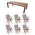 Royal Teak Collection P61GR 7-Piece Teak Patio Dining Set with 96-Inch Rectangular Table & Sailmate Folding Arm Chairs, Granite Sling