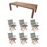 Royal Teak Collection P61MS 7-Piece Teak Patio Dining Set with 96-Inch Rectangular Table & Sailmate Folding Arm Chairs, Moss Sling