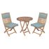 Royal Teak Collection P55SPA 3-Piece Teak Patio Dining Set with 30-Inch Sailor Round Folding Table & Sailor Folding Side Chairs, Spa Multi Cushions