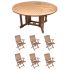 Royal Teak Collection P59WO 7-Piece Teak Patio Dining Set with 60-Inch Round Drop Leaf Table & Sailor Folding Arm Chairs