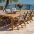 Royal Teak Collection P61 7-Piece Teak Patio Dining Set with 96x44-Inch Rectangular Table & Sailmate Sling Folding Arm Chairs