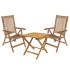 Royal Teak Collection P70WO 3-Piece Teak Patio Conversation Set with 20-Inch Square Picnic Folding Table & Estate Reclining Chairs
