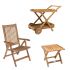 Royal Teak Collection P72WO 3-Piece Teak Patio Conversation Set with 36-Inch Tray Cart, Estate Reclining Chair & Footrest